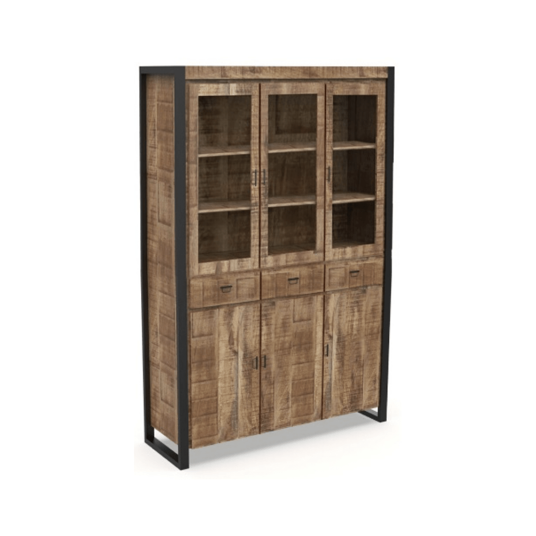Mangohouten vitrinekast 140cm