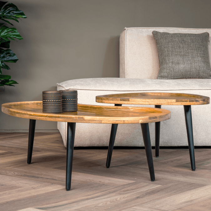 Mangohouten organische salontafels - Set van 2 