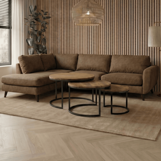 Hoekbank Bonanza 4-zits Links Bruin