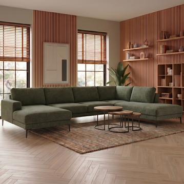 Hoekbank River 5-zits U-opstelling Links Groen PEPP