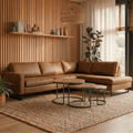 Cognac hoekbank 4 zits