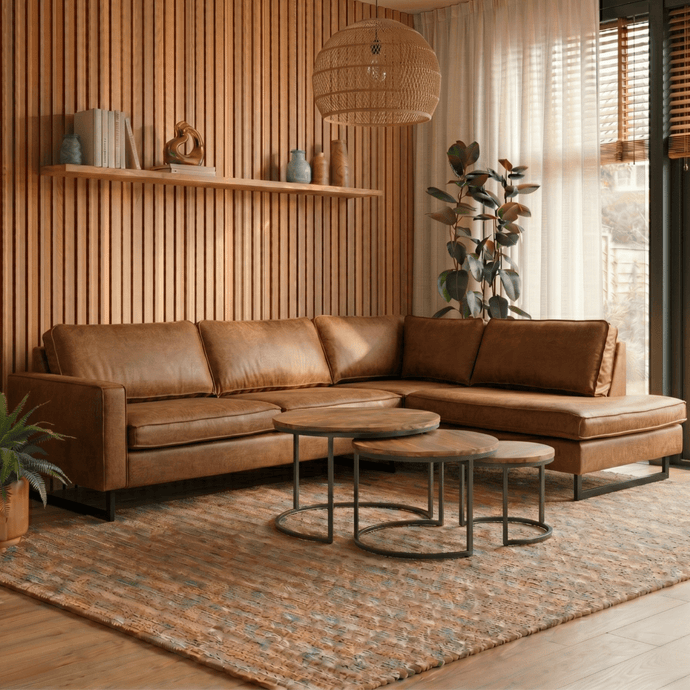 Hoekbank Barcelona 4-zits Rechts Cognac Mahom