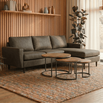 Bank Peppe 3-zits L+R Groen/Bruin