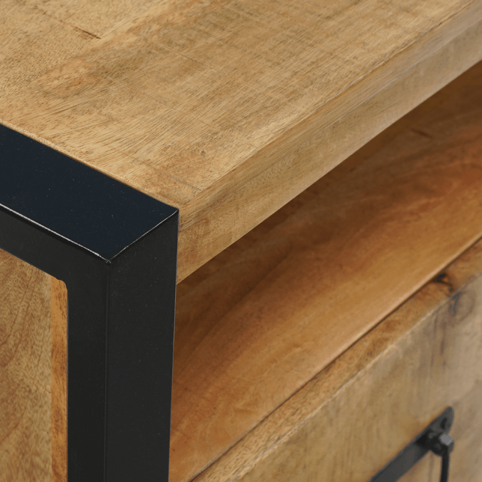 Mangohouten tv meubel zwevend bruin met metaal 180cm