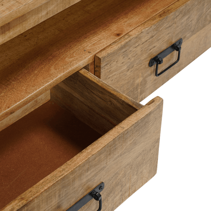 Mangohouten tv meubel zwevend bruin met metaal 180cm