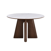 Eettafel Santiago Rond Woodvineer 120 cm Bruin Mahom