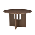 Ronde, donkerbruine eettafel