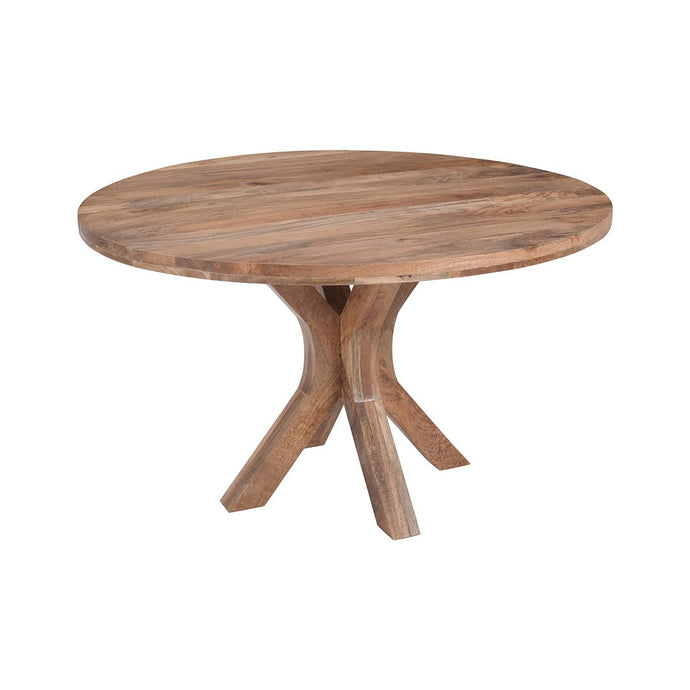 Mangohouten Eettafel Mori Rond 130 cm Houten onderstel Mahom