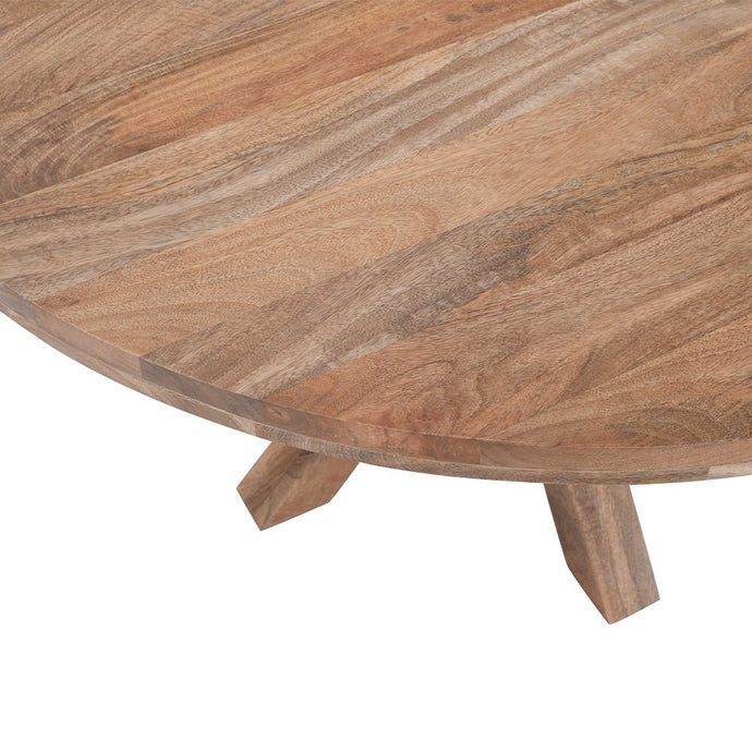 Mangohouten Eettafel Mori Rond 130 cm Houten onderstel Mahom