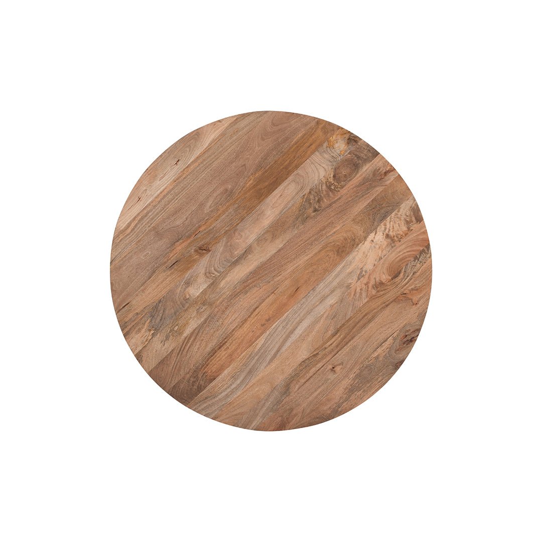Bruine ronde eettafel van mangohout