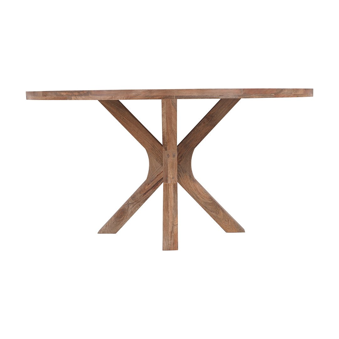 Bruine ronde eettafel van mangohout