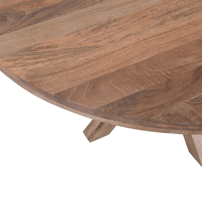 Mangohouten Eettafel Mori Rond 150 cm Houten onderstel Mahom