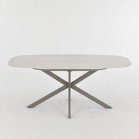 Eettafel Santiago Melamine Deens Ovaal Silver onderstel 180 cm Mahom