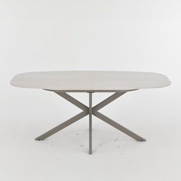 Eettafel Santiago Melamine Deens Ovaal Silver onderstel 180 cm Mahom