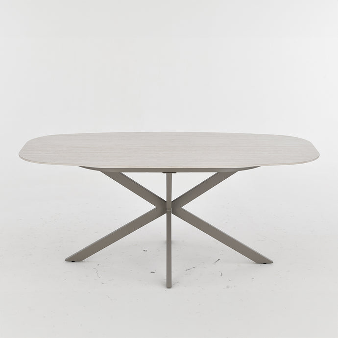 Eettafel Santiago Melamine Deens Ovaal Silver onderstel 180 cm Mahom