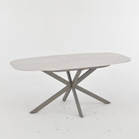 Eettafel Santiago Melamine Deens Ovaal Silver onderstel 180 cm Mahom