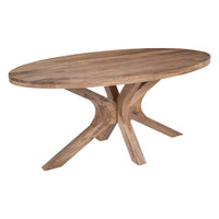 Mangohouten Eettafel Mori Ovaal 180x100 cm Houten onderstel Mahom