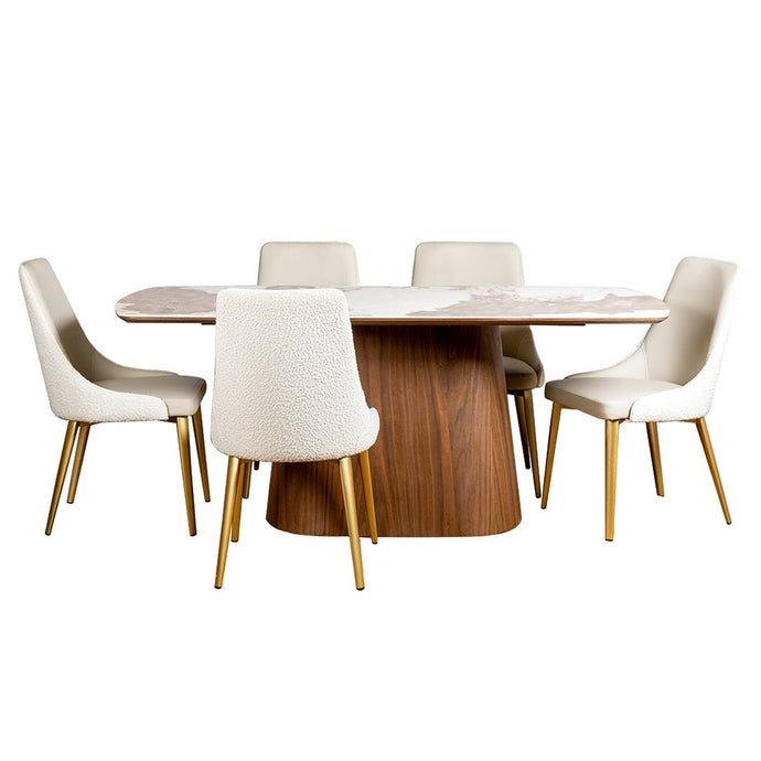 Eettafel Santiago Woodvineer 200 cm Bruin Mahom