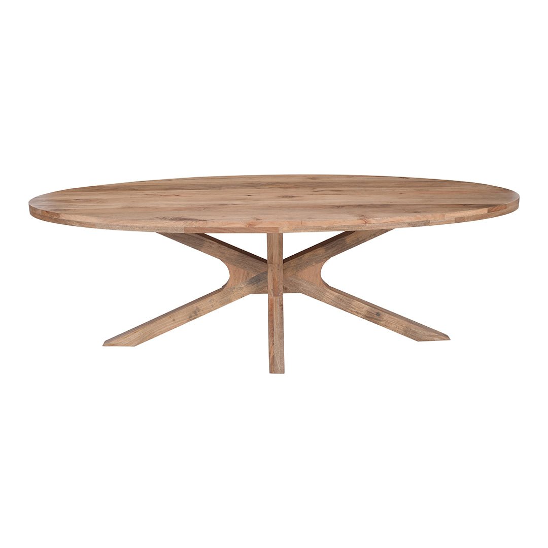 Lichtbruine ovale eettafel van mangohout