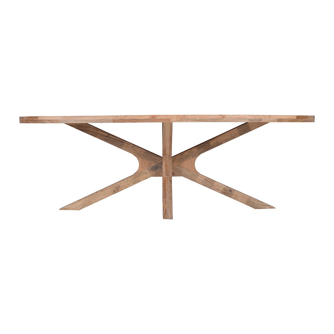 Lichtbruine ovale eettafel van mangohout