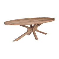Mangohouten Eettafel Mori Ovaal 240x110 cm Houten onderstel Mahom