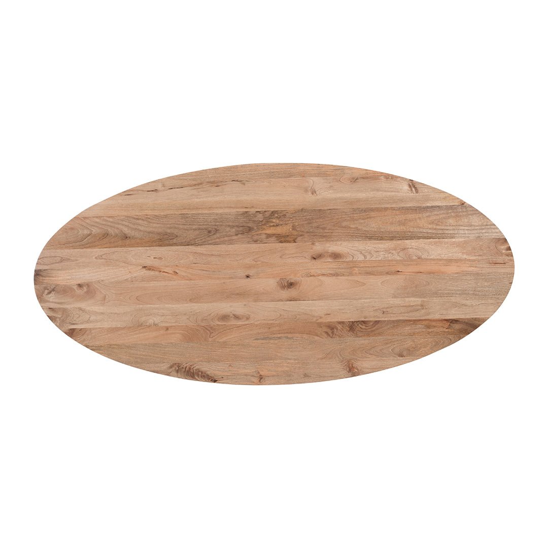 Lichtbruine ovale eettafel van mangohout