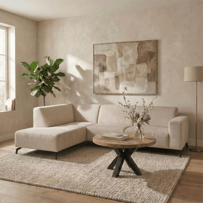 Hoekbank Sevilla 4-zits Links Beige Mahom