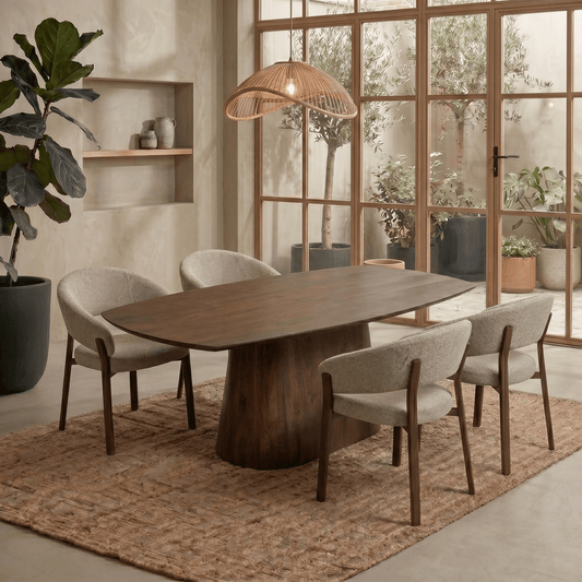 Mangohouten Eettafel Nova Deens Ovaal Donkerbruin 180×90 cm Mahom