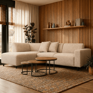 Hoekbank Munich 4-zits Links Creme