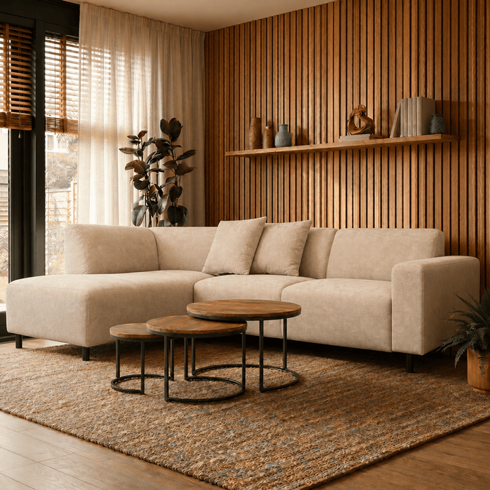 Hoekbank Munich 4-zits Links Creme