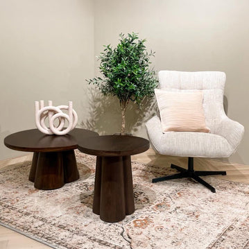 Mangohouten salontafel rond bruin 80cm