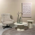 Mangohouten salontafel rond wit 80cm