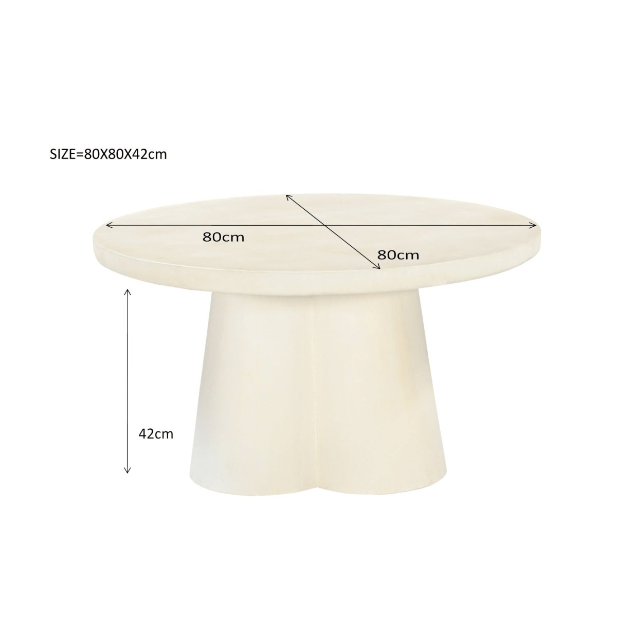 Mangohouten salontafel rond wit 80cm