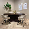 Eettafel hardhout donkerbruin ovaal 220cm