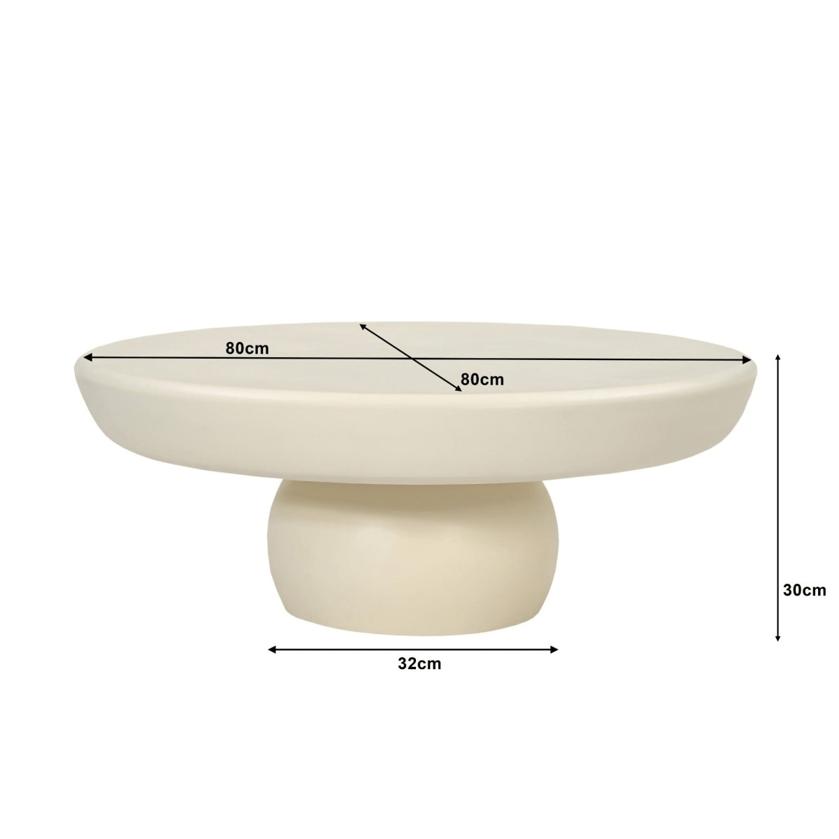 Mangohouten salontafel rond wit 80cm