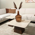 Salontafel vierkant met bruine poot 45cm