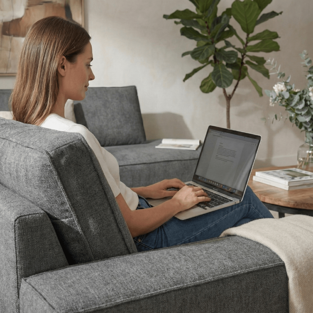 Donkergrijze hoekbank rechts 4 zits