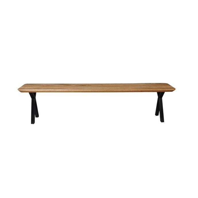 Mangohouten eetkamerbank Salerno X-poot, taps 160x40 cm Mahom