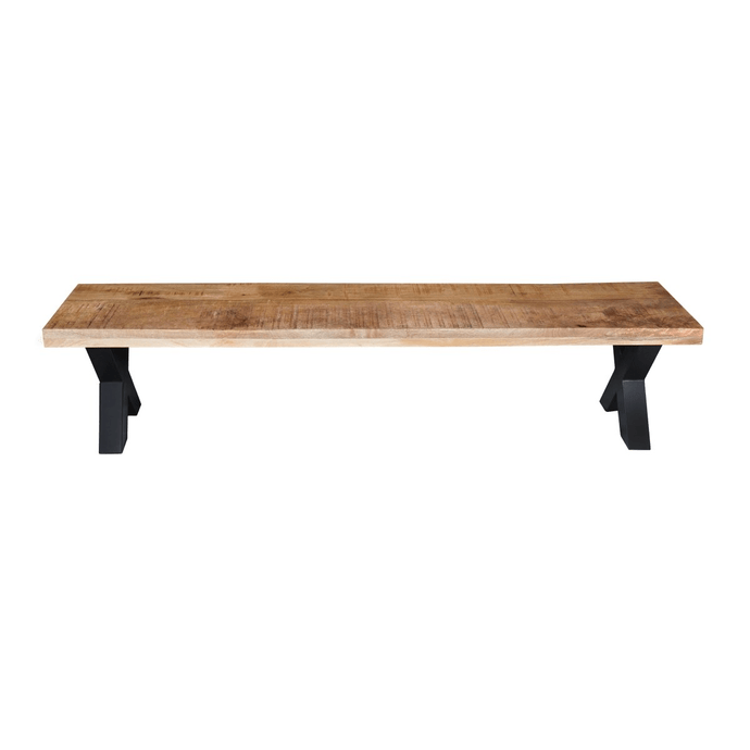 Mangohouten eetkamerbank Columbus X-poot 160x40 cm Mahom