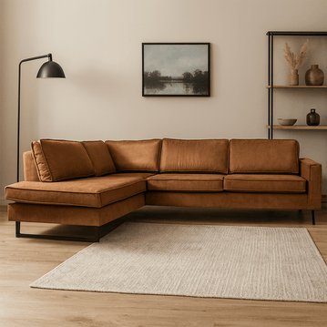 Hoekbank Twenty Five 4-zits Links Cognac Mahom