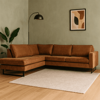 Hoekbank Barcelona 4-zits Links Cognac Mahom