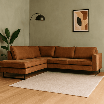 Hoekbank Barcelona 4-zits Links Cognac Mahom