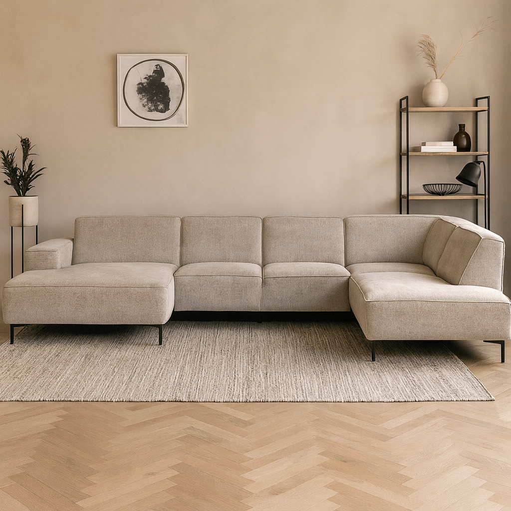 5 persoons zitbank grijs u-opstelling rechts