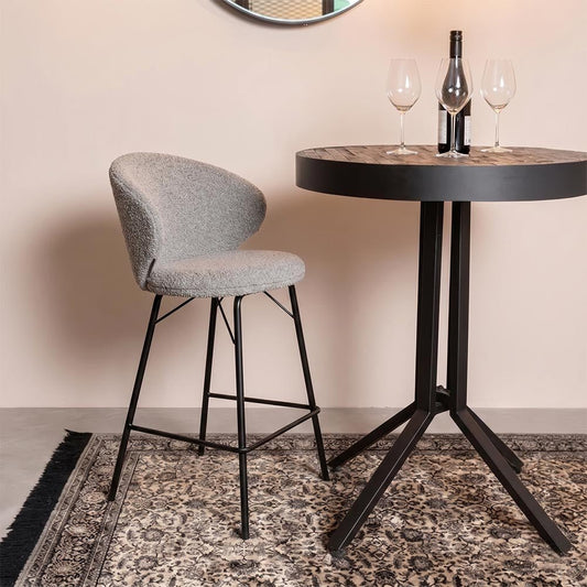 Barkruk Talence Beige met zwart onderstel Mahom