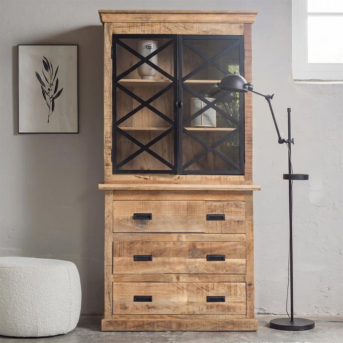 Mangohouten Buffetkast Denver 100 cm 6 lades X Mahom