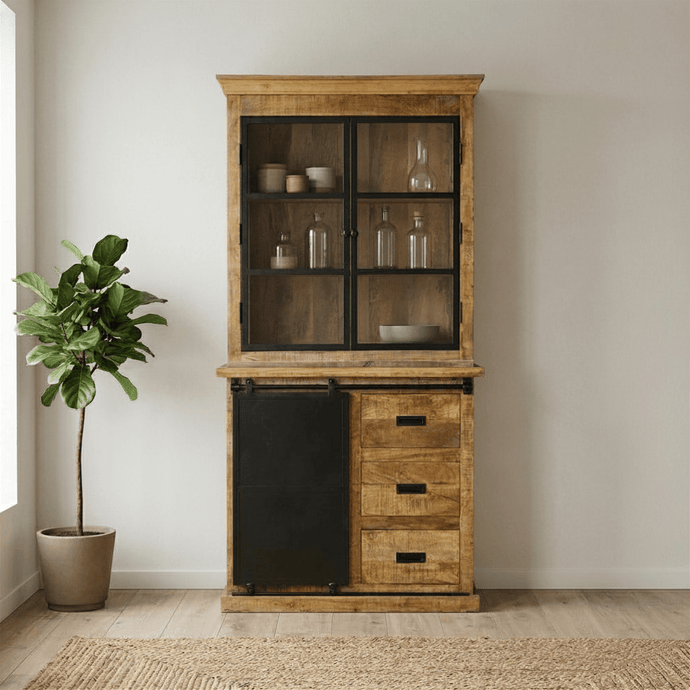 Mangohouten Buffetkast Denver 100 cm met Deurtjes Recht Mahom