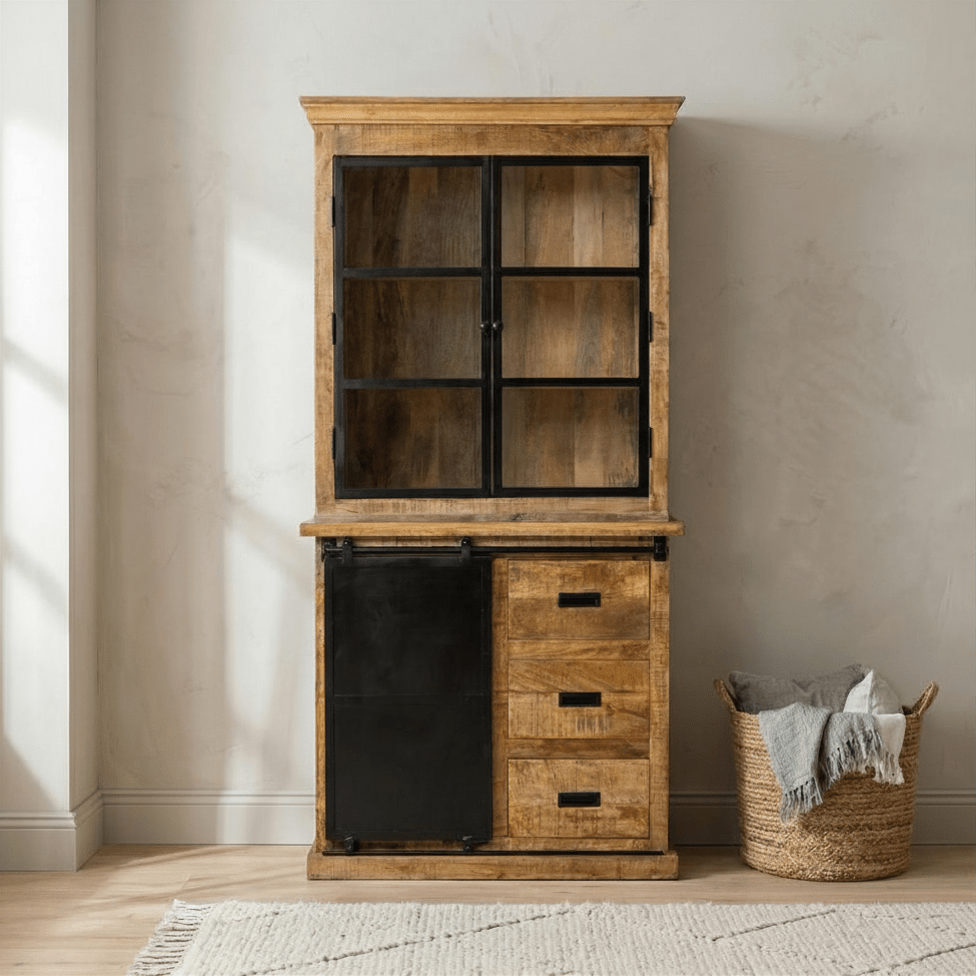 Mangohouten Buffetkast 120 cm met deurtjes Recht