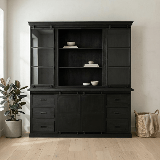 Mangohouten Buffetkast Denver Black 200×220 cm Recht Mahom