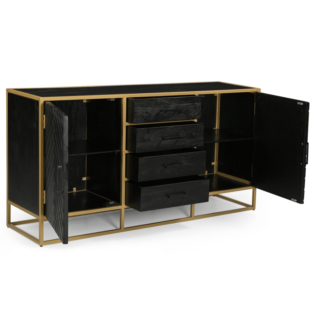 Mangohouten Dressoir Napels 165 cm Goud Mahom