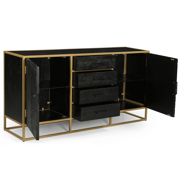 Mangohouten Dressoir Napels 165 cm Goud Mahom